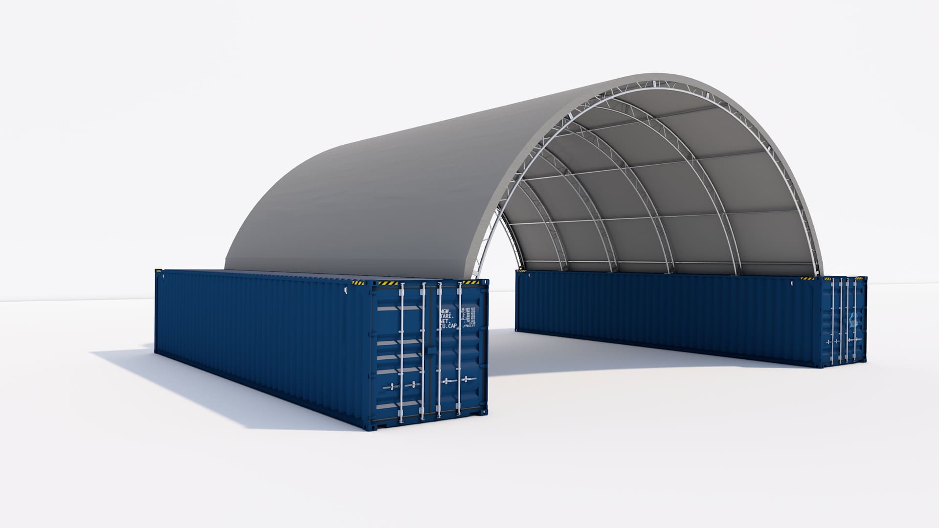 Container shelter 40x40 double truss persp left