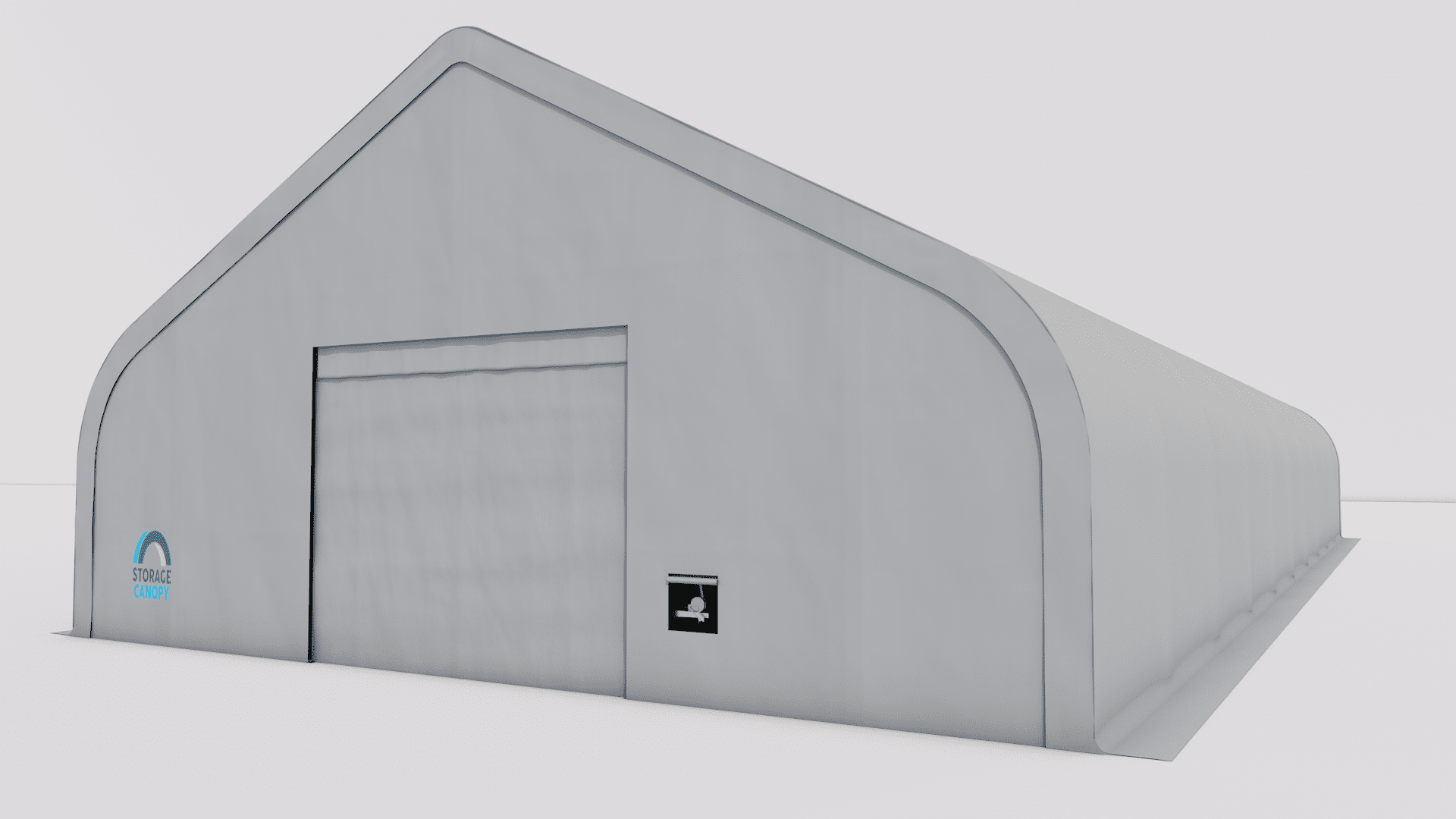Fabric building 40W 100L 21H - persp right closed grey