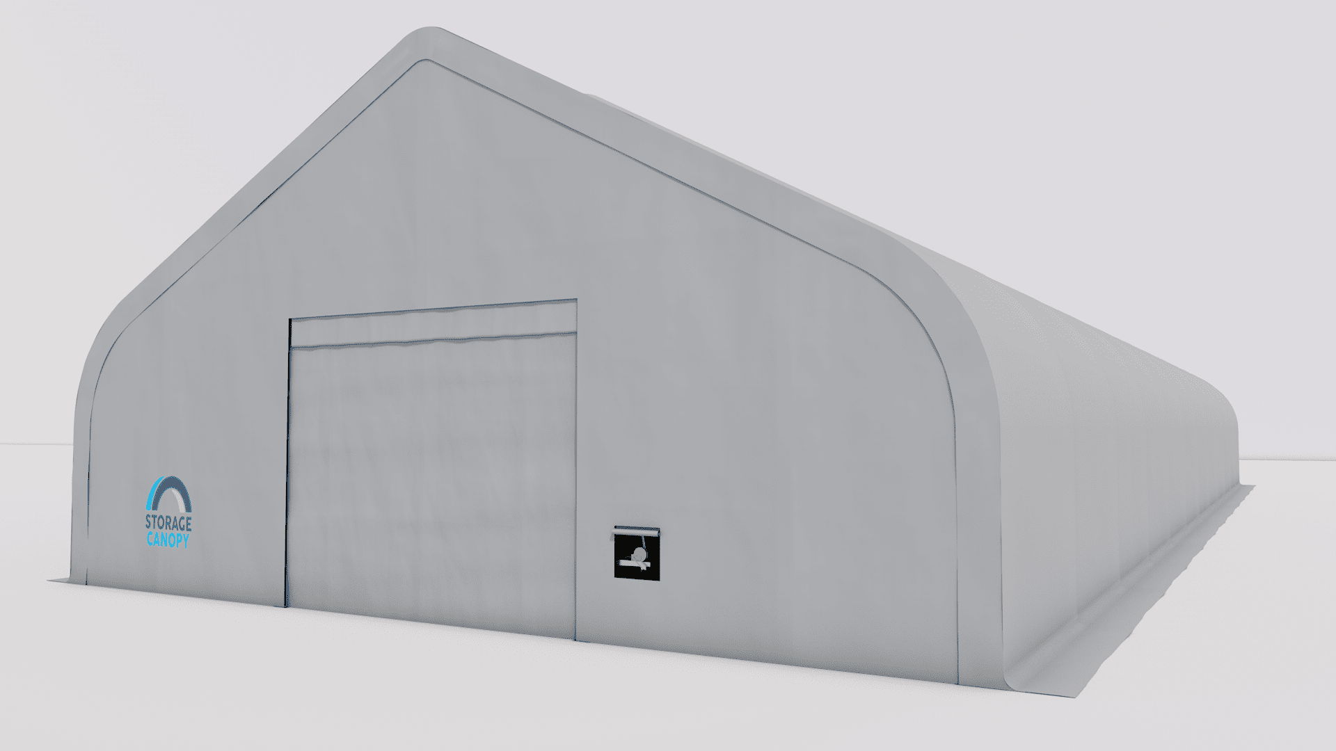 Fabric building 40W 120L 21H - persp right closed grey