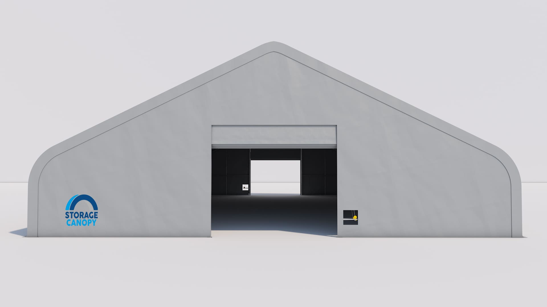 fabric building 70W 100L 28H - front left open grey