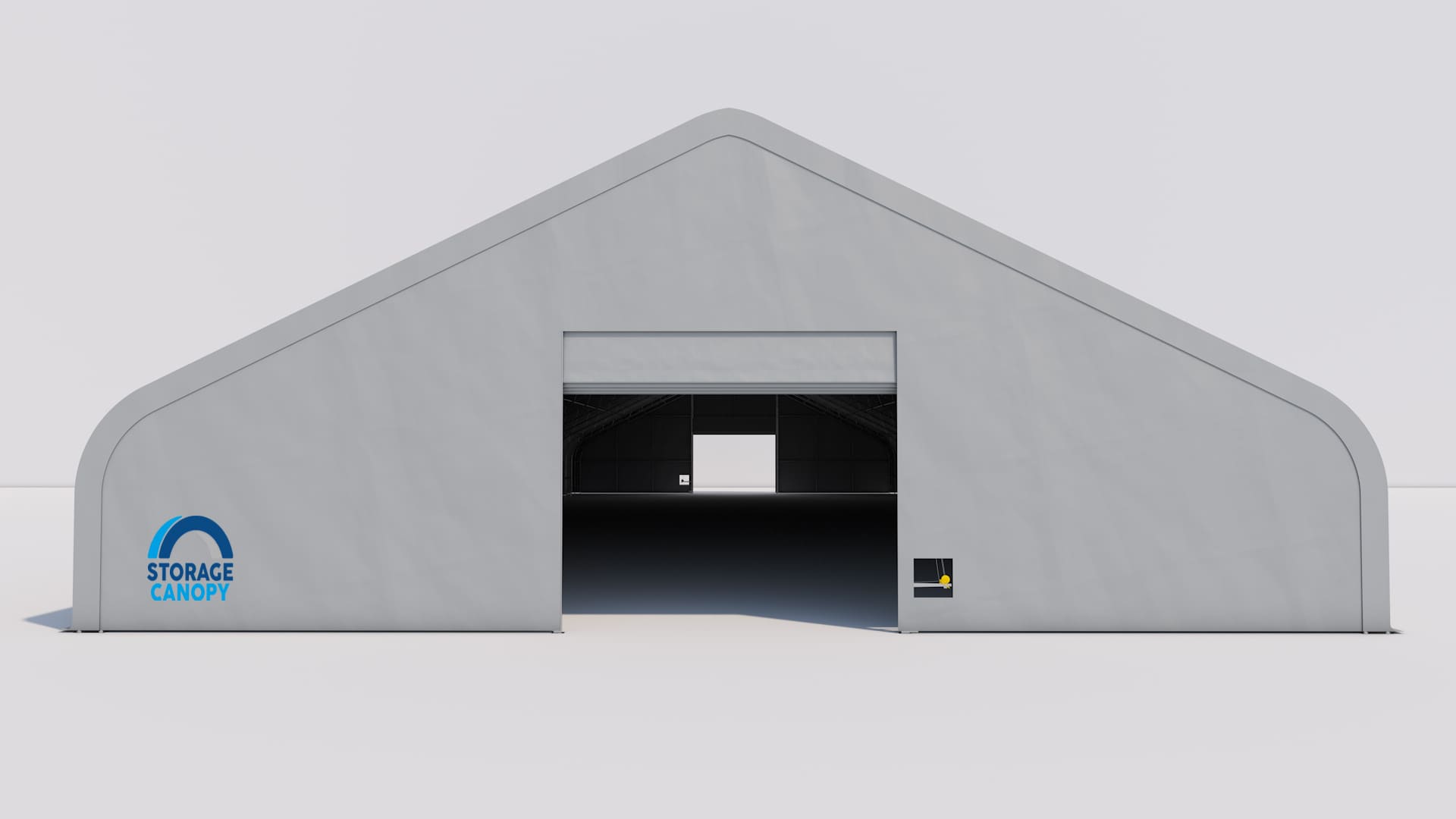 fabric building 70W 150L 28H - front open grey